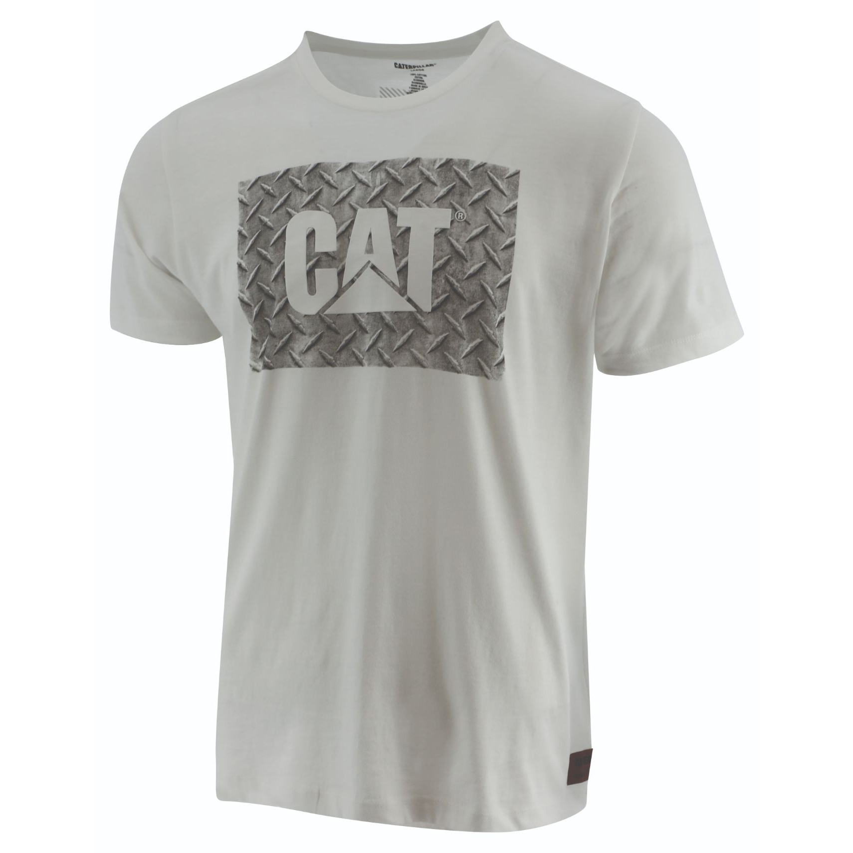 Caterpillar Work Diamond Plate - Mens T-Shirts - White - NZ (683EDKQXR)